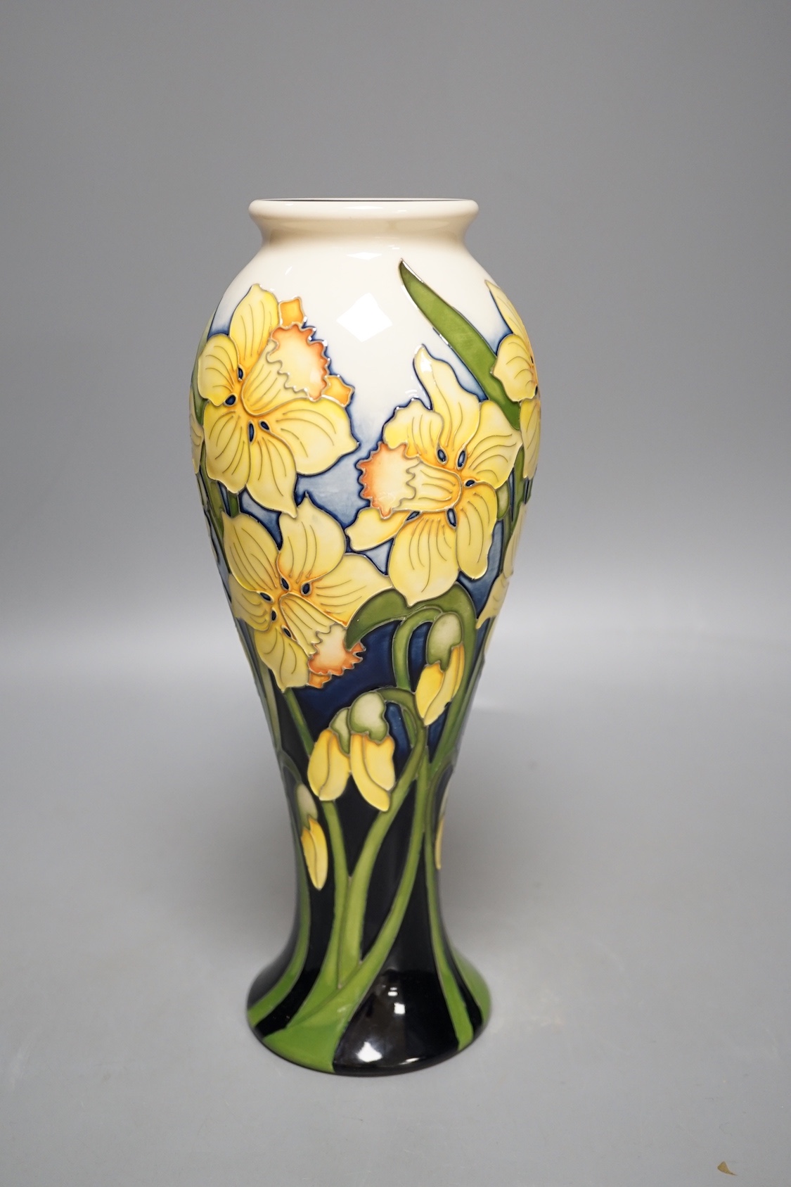 A Moorcroft 'daffodil' vase, trial piece, limited edition 17/75, 2017, boxed, 27cms high